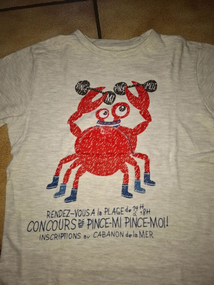 Tee-shirt garçon motif mer crabe - photo numéro 2