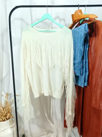 Mes Demoiselles "Pull à franges alpaga Écru" t.2