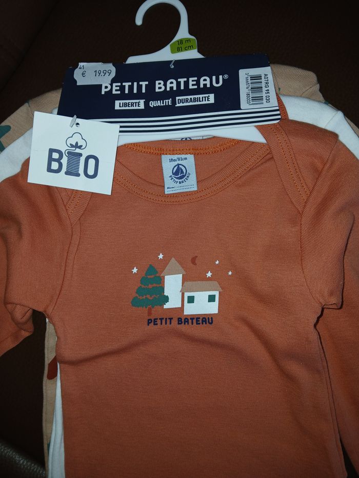 lot de 3 bodies garcon petit bateau 18 mois 81 cm - photo numéro 4