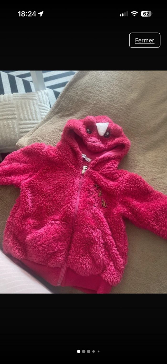 Veste licorne fille polaire 3 ans - photo numéro 3