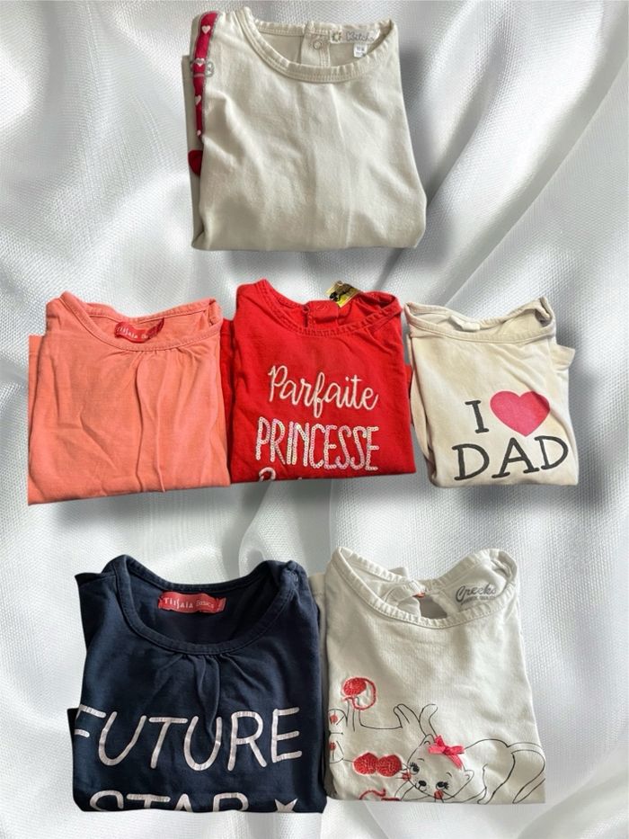 Lot de 6 t‑shirts bébé fille – 18 mois