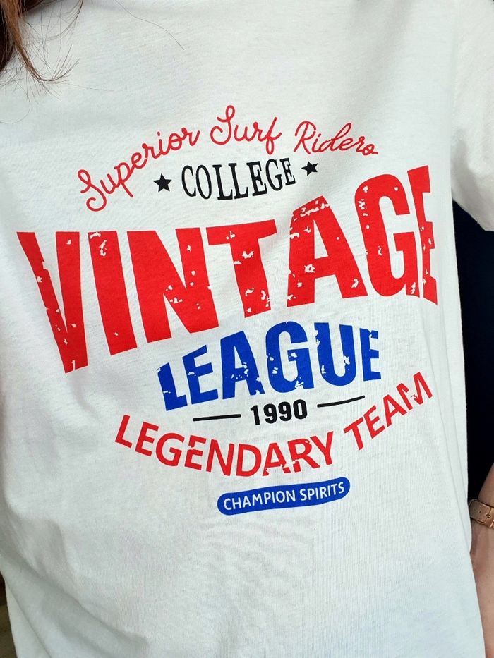 T-shirt Vintage League blanc Taille S/M - photo numéro 5