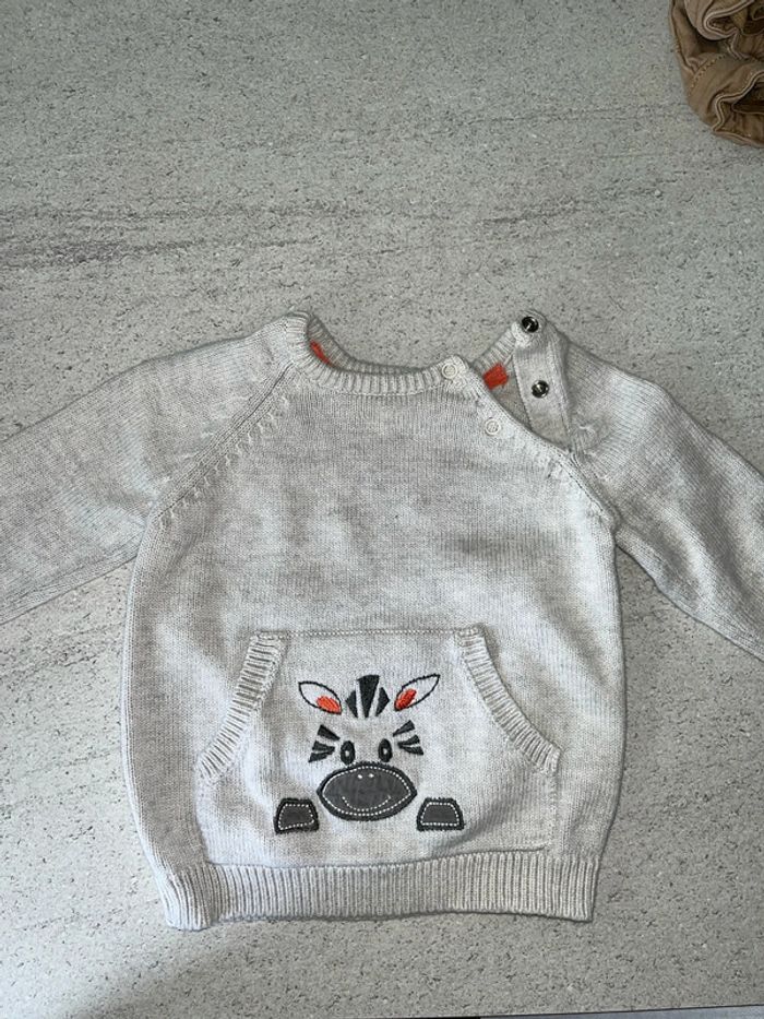 Pull gris/beige