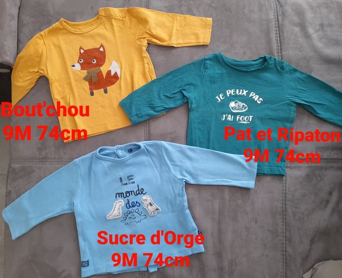 Lot 6 t-shirts manches longues 9M - photo numéro 2