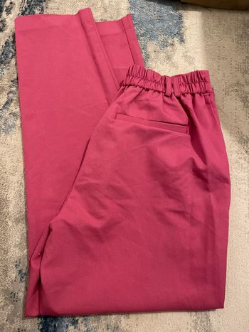 Pantalon droit taille haute rose