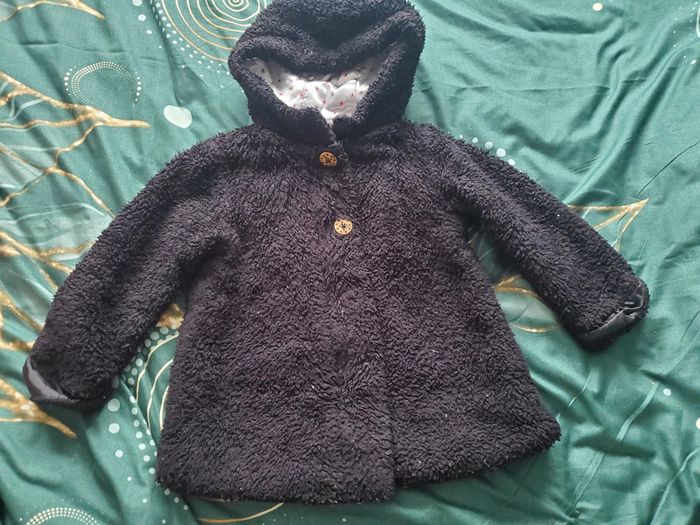 🌴 Manteau moumoute polaire à capuche noir orchestra 3 ans
