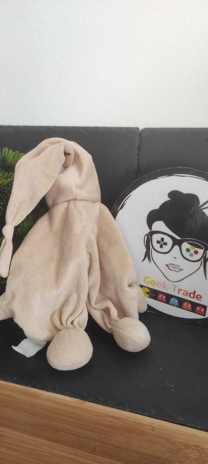 Doudou plat lutin beige étoile marron domiva bonnet blanc sourire Beige Jambe - photo numéro 2