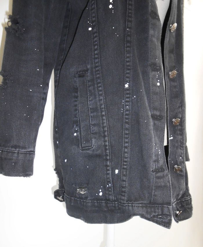 Veste en jean longue rock noir - photo numéro 6