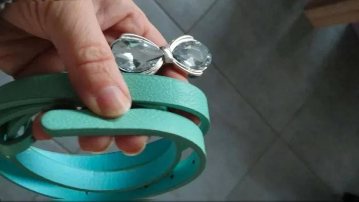 Ceinture fine bleu boucle effet noeud - photo numéro 8