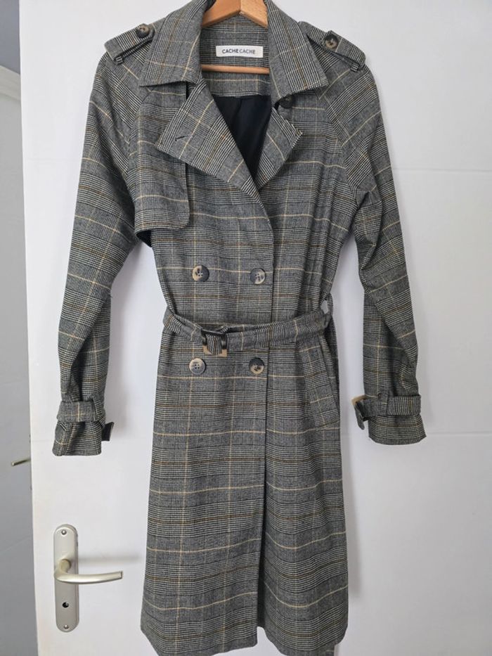 Manteau trench a carreaux