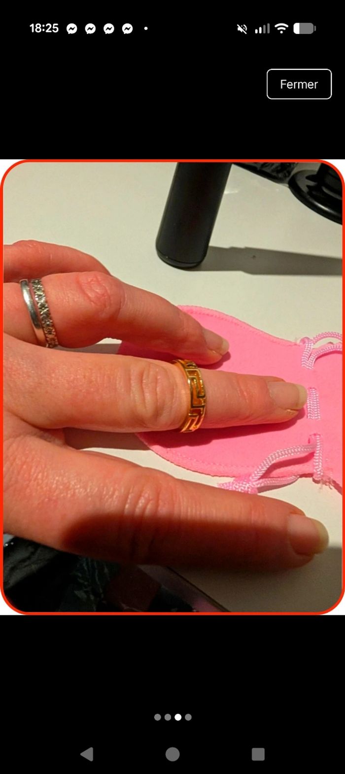 Bague en titane dorée - Motif Méandres (Style Grec) - NEUVE - photo numéro 3