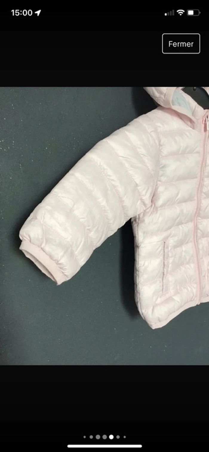 Doudoune à capuche rose pâle doublée gris - photo numéro 5