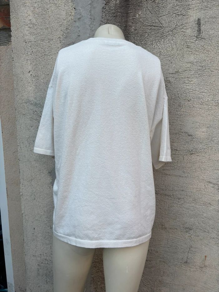 T-shirt Zara blanc style éponge - Taille XL - photo numéro 7
