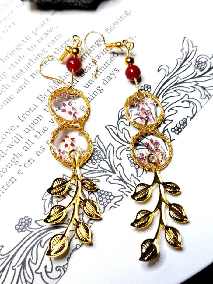 Magnifique paire de boucles d'oreilles pendantes style vintage bohème - photo numéro 4