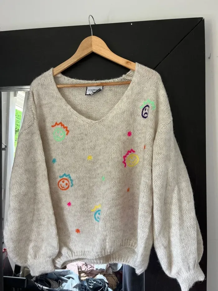 Pull col V femme Smiley