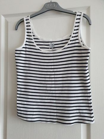 Débardeur femme blanc rayé noir CAMAÏEU taille 2