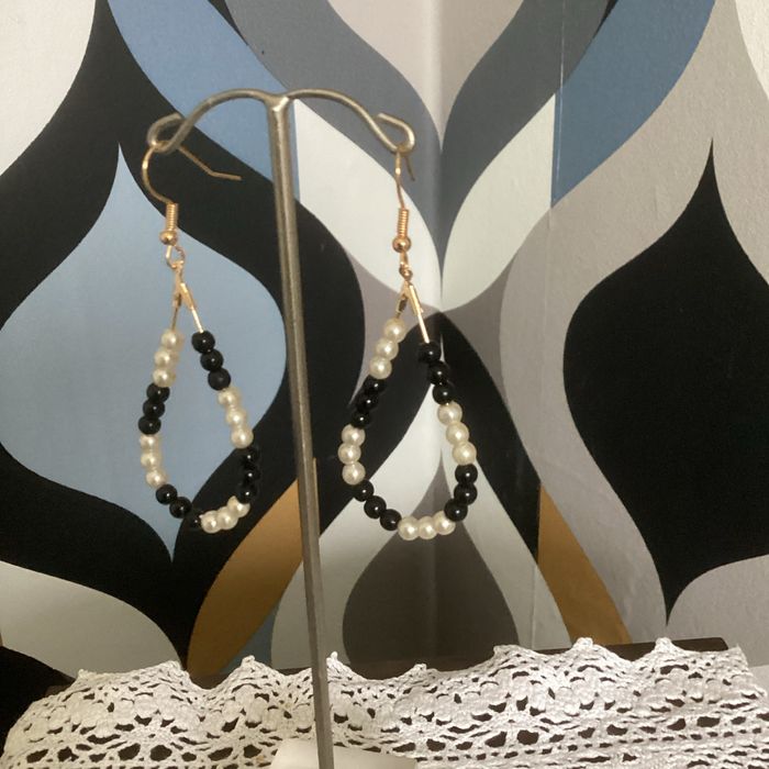 Pendentifs oreilles perles bicolores