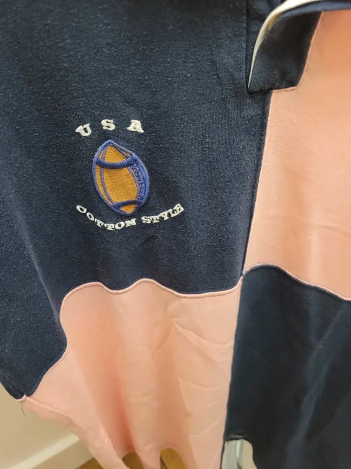 Polo sport manches longues rose/bleu - Vintage - photo numéro 3