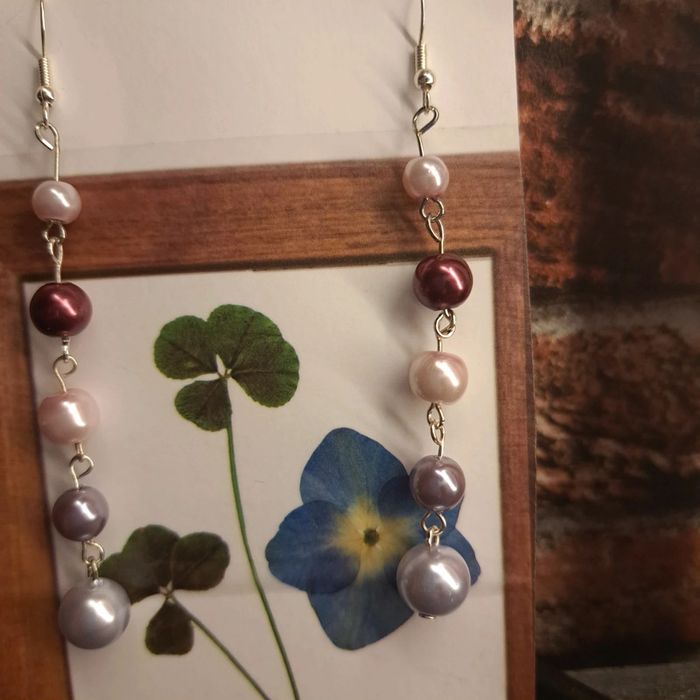 Boucles d'oreilles pendante perles nacré - photo numéro 4