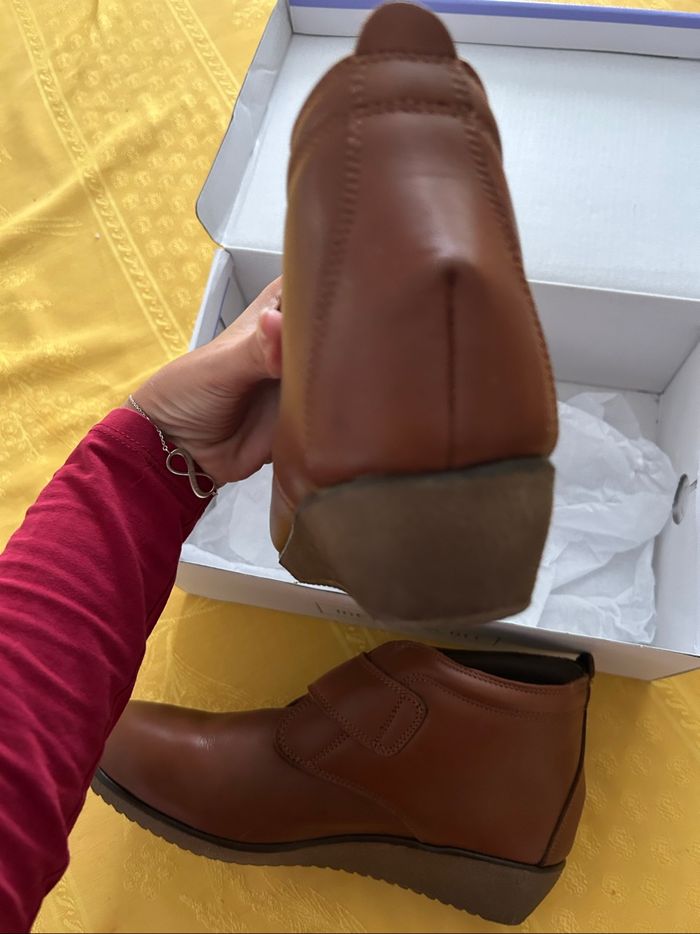 Bottines femme en cuir marron marque generico taille 39 - photo numéro 7