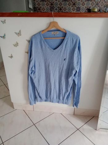Pull fin XXL homme bleu clair c72