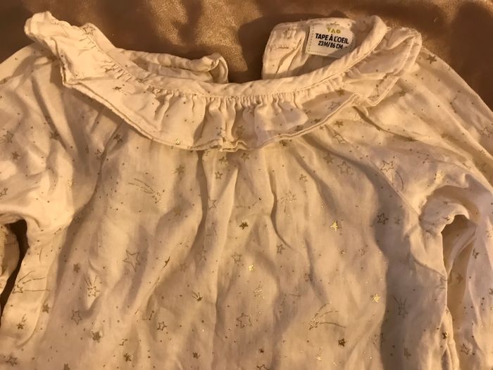 Blouse fille beige à motifs doré TAO taille 23 mois - photo numéro 3