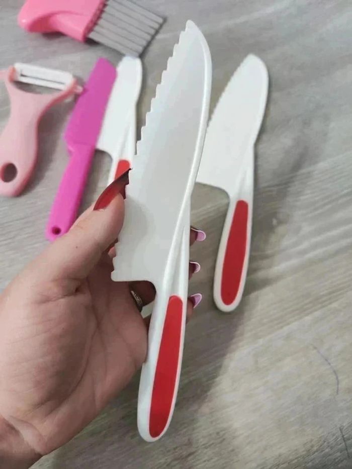 Ensemble de cuisine 6 pièces pour enfant neuf rouge rose - photo numéro 7