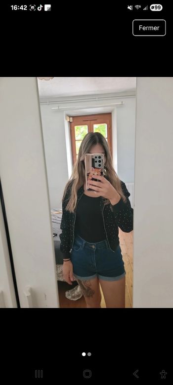 Veste printemps noire a pois blancs