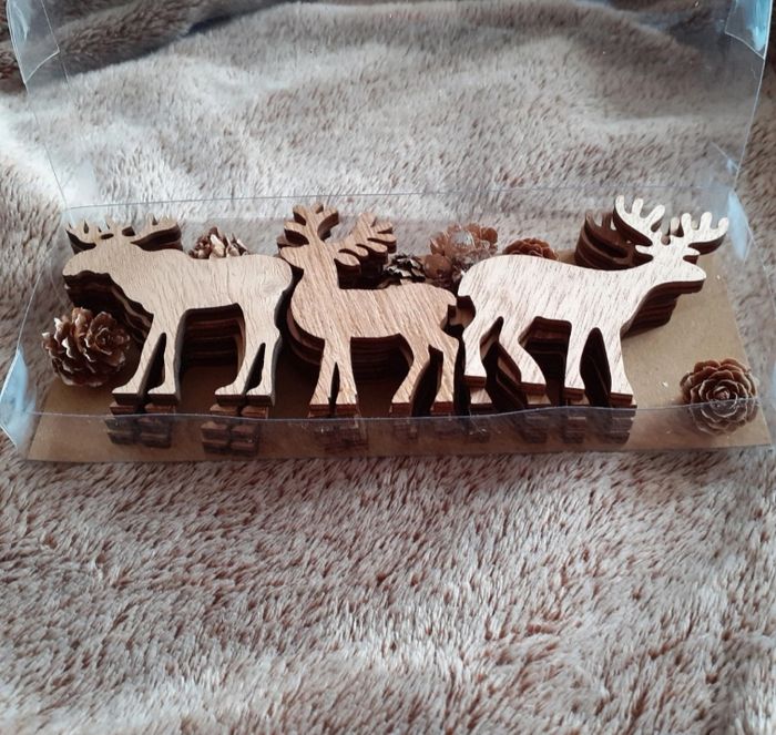 Paquet de 12 figurines bois à peindre *Cerfs,Rennes,Élans - photo numéro 2