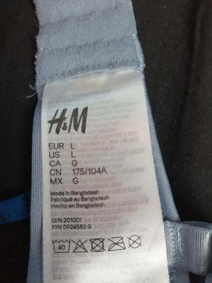 Soutien-gorge bleu clair sans armature / H&M / (L) - photo numéro 3
