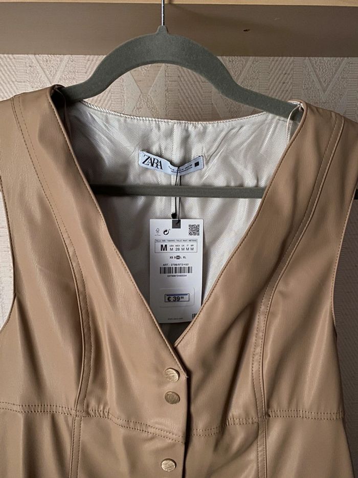 Superbe belle mini robe beige Zara neuve avec étiquette taille M - photo numéro 7