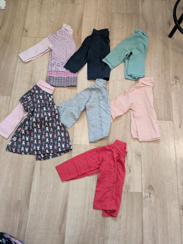 Lot 7 tee-shirt manches longues col roulé 12 Mois