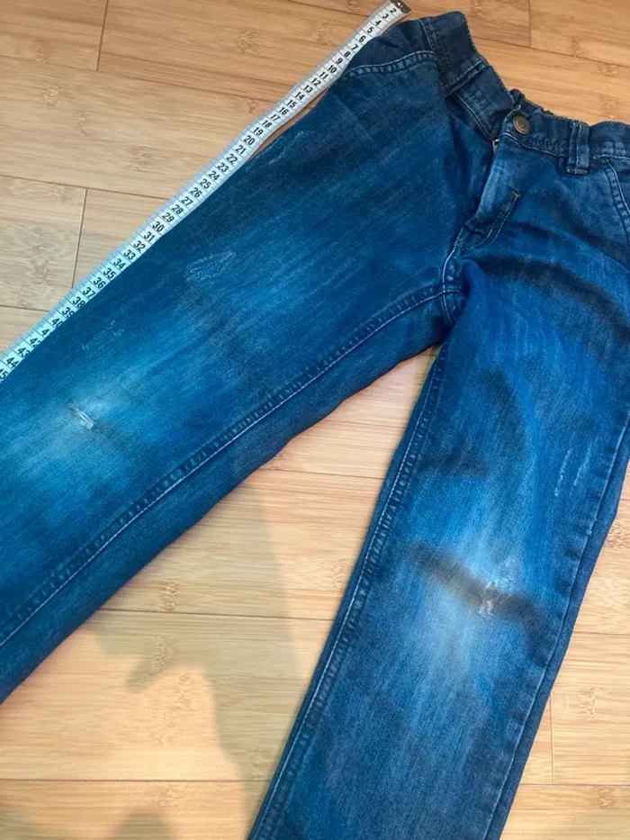 6 ans - pantalon matière jeans avec élastique de réglage à l’intérieur avec usure intentionnelle - photo numéro 3