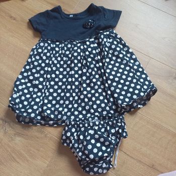 Robe à pois marine et blanche avec culotte