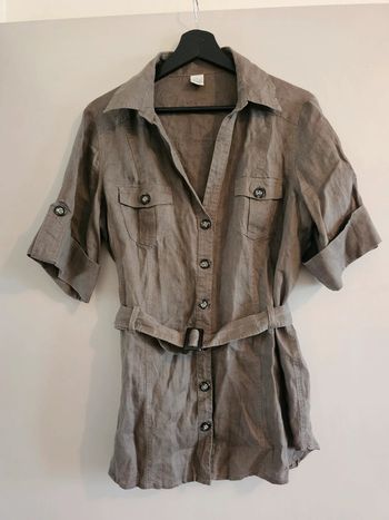 Chemise manches courtes en lin Camaïeu Taille 38