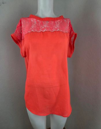 Top corail dentelle H&M – blouse fluide été – T38