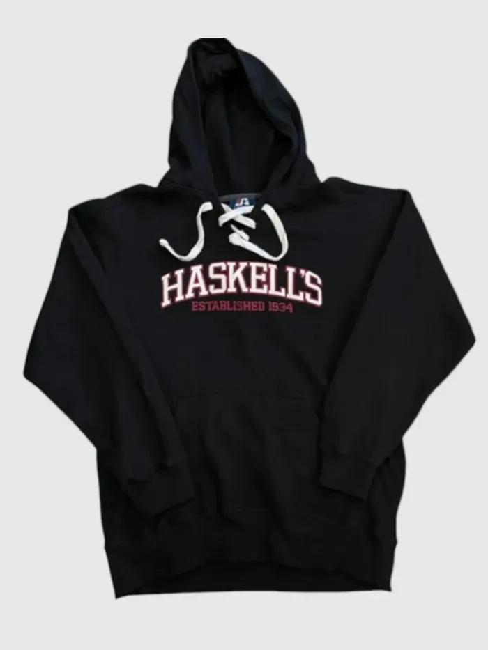 Varsity Sweater Hoodie black Haskells's J. America USA Mens L