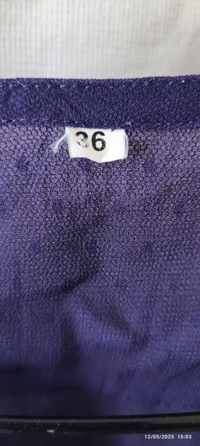 Chemise mousseline transparente violet T36 - photo numéro 11