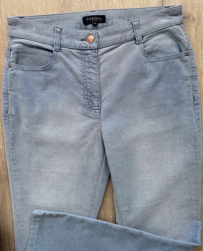 Pantalon Caroll velours côtelé taille 36 bleu ciel - photo numéro 7