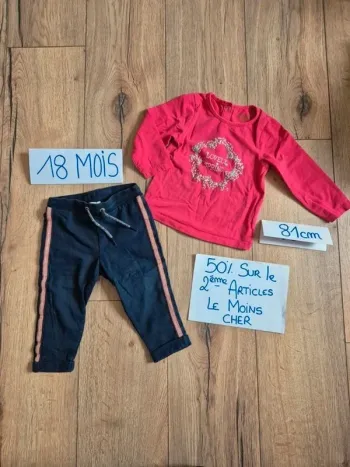 Ensemble Tee-shirt manche longue orchestra et Jogging 18 mois gemo