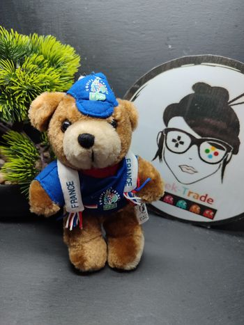 petite peluche foot équipe de France f.f.f ours bleu blanc rouge fédération française de football