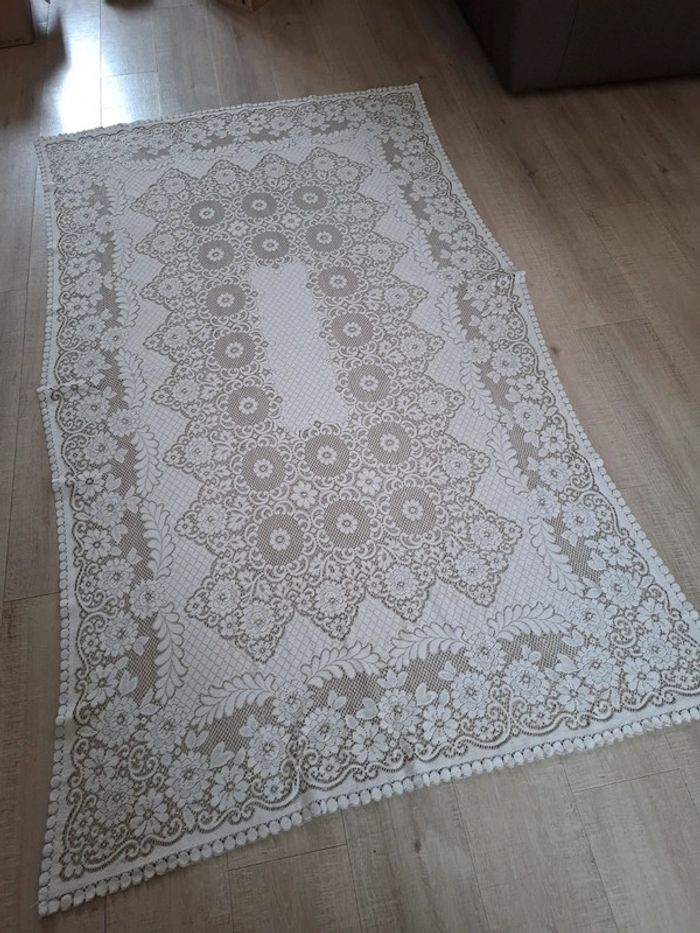 Nappe rectangulaire vintage blanc beige 120cm x 200cm - photo numéro 9