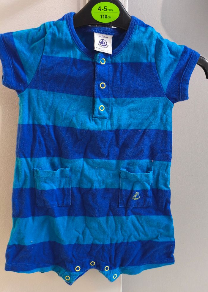 Combinaison courte rayée – 6 mois Petit bateau
