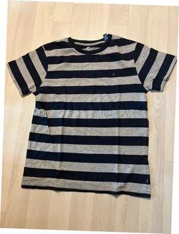 T-shirt okaidi 12 ans manches courtes à rayures grises et bleu marine