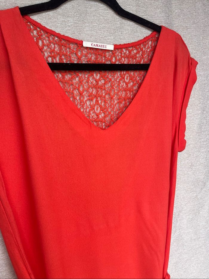 Robe d’été corail dos en dentelle taille 36 - photo numéro 4