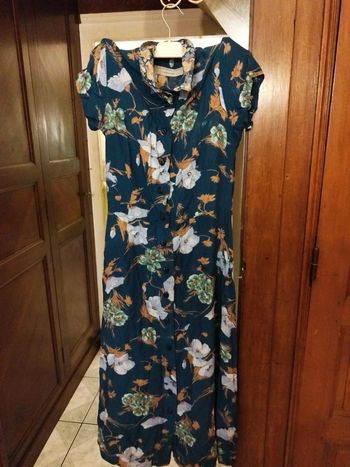 Robe longue bleue avec passants S/36 vintage