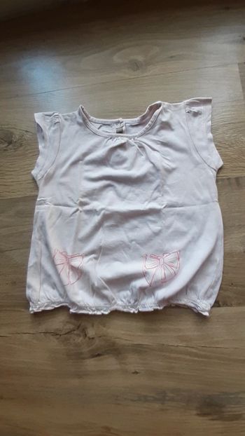 Tee-shirt manches courtes rose noeuds 23 mois