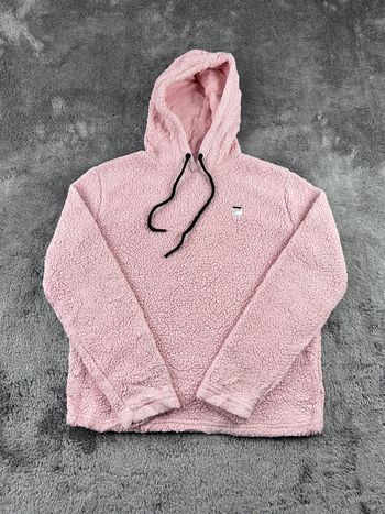 Pull polaire à capuche Fila avec logo brodé rose orangé taille S – Femme streetwear