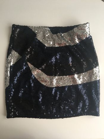 Jupe à sequin noir / argenté et bleu - Neuve