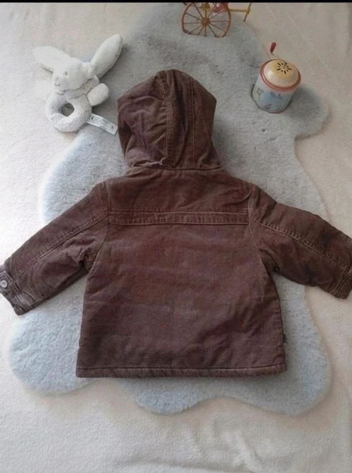 Manteau à capuche marron en velours Obaïbi 12 mois - photo numéro 8
